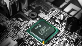 選択的カラー写真のIntelコンピュータプロセッサ